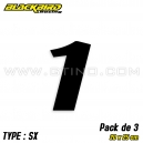 Pack de 3 stickers num&eacute;ros "1" NOIR autocollant