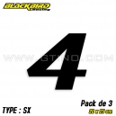 Pack de 3 stickers num&eacute;ros "4" NOIR autocollant