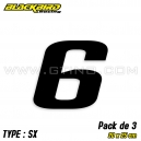 Pack de 3 stickers num&eacute;ros "6" NOIR autocollant