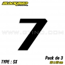 Pack de 3 stickers num&eacute;ros "7" NOIR autocollant