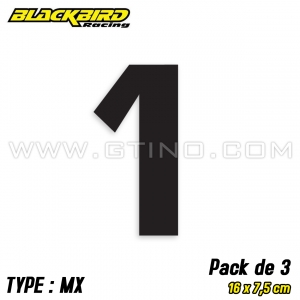 Pack 3 stickers n&deg; 1 "MX" - NOIR