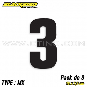 Pack 3 stickers n&deg; 3 "MX" - NOIR