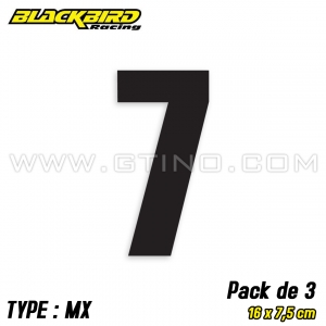 Pack 3 stickers n&deg; 7 "MX" - NOIR
