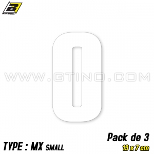 Pack 3 stickers n&deg; 0 "MX Small" - BLANC