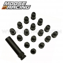 Pack de 16 &eacute;crous "BLACK" ferm&eacute; / conique + douille - MOOSE RACING