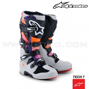Bottes TECH 7 New GEN | Light Grey Orange Magenta - ALPINESTARS